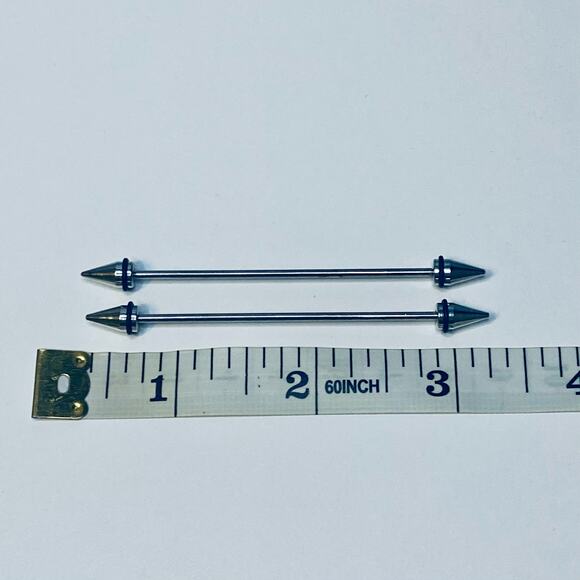 14G Stainless Steel Industrial Barbell Earring Cartilage Piercing Arrow 2 Pack - Picture 4 of 5
